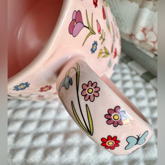 New Wild Flower Floral Garden Print Pink Textured Ceramic Coffee Mug Cup 20oz - Picture 5 of 6